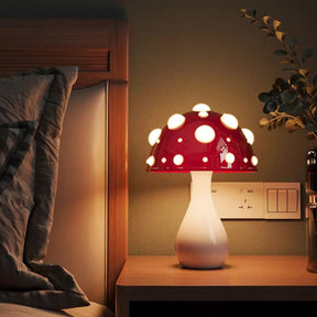 Amanita Mushroom Lamp with LED Tricolored Bulb AC or USB Warm Light Biomimetic Fly Agaric Desk Light for LivingroomBedside Hotel