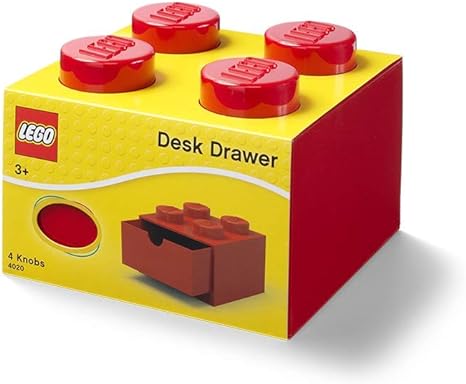 LEGO Brick Drawer 4 Knobs 1 Drawer Stackable Storage Box Bright Red