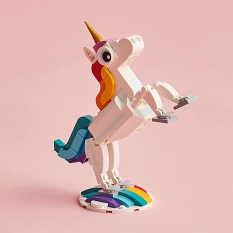 LEGO Creator 3 in 1 Magical Unicorn Toy, Transforms from Unicorn to Seahorse to Peacock