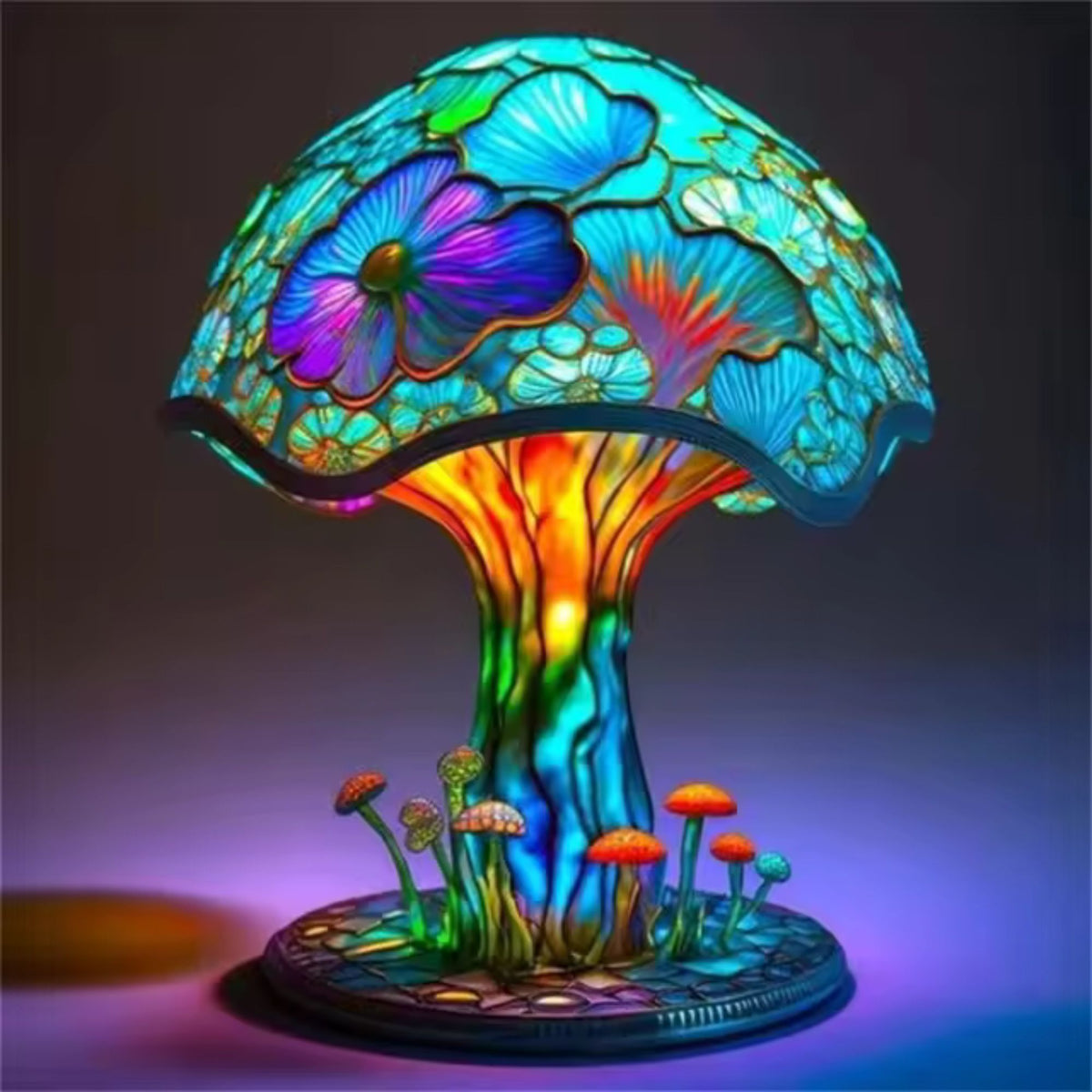 1pc Mushroom Statue Led Light, Resin Mushroom Ornament Luminous Usb Plug