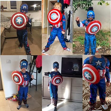 12.6 inch Captain Shield Kids Superhero Prop Role Play Toy for Kids Boys Party Cosplay Red