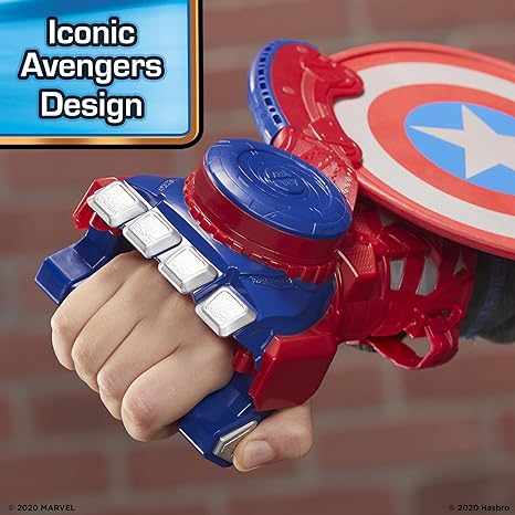 Marvel Nerf Power Moves Avengers Captain America Shield Sling Disc-Launching Toy for Kids