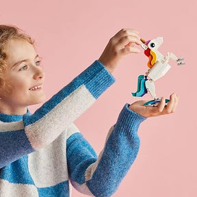 LEGO Creator 3 in 1 Magical Unicorn Toy, Transforms from Unicorn to Seahorse to Peacock