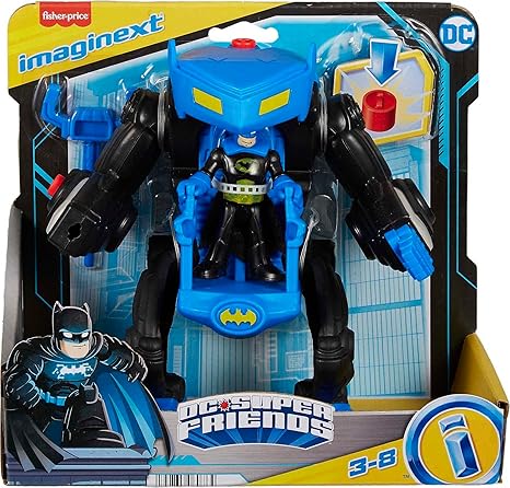 Fisher-Price Imaginext DC Super Friends Batman Toy Battling Robot with Poseable Figure & Lights for Pretend Play Kids Ages 3+ Years