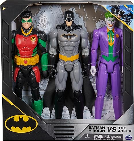 DC Comics, Batman Team Up 3-Pack, The Joker, Robin 12-inch Figures, Collectible Super Hero Kids Toys for Boys & Girls