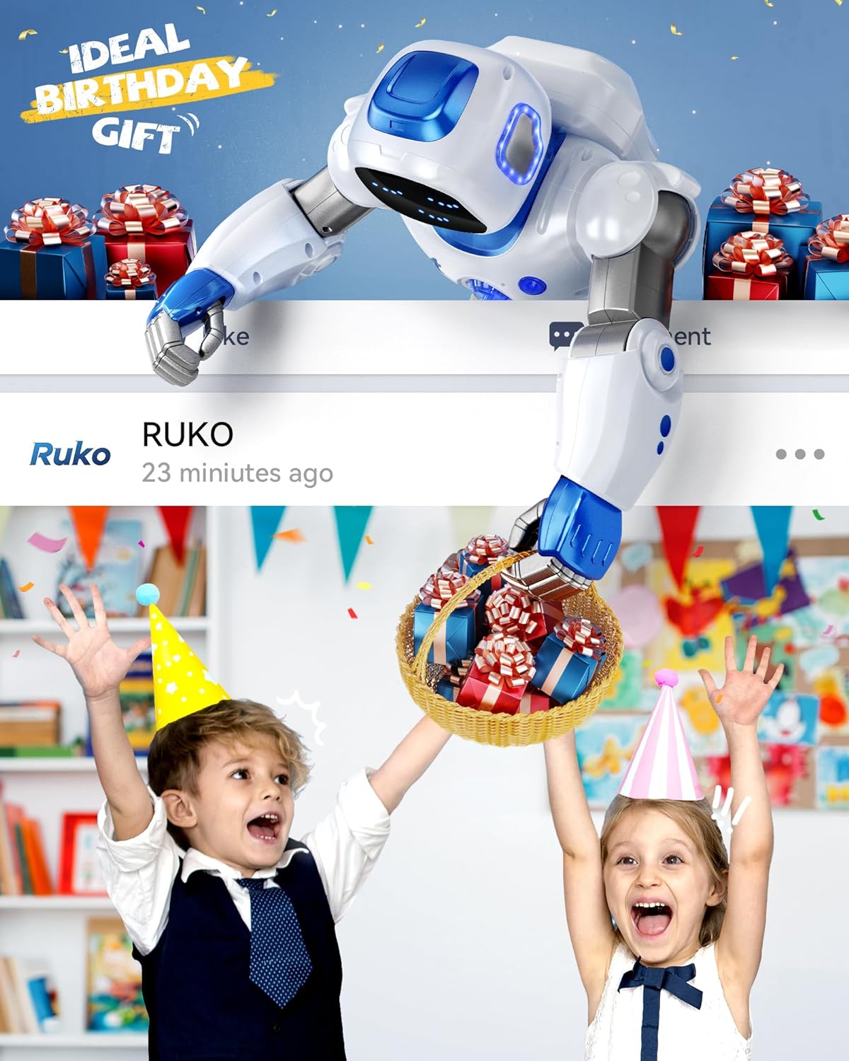 Ruko 1088 Smart Robots for Kids, Large Programmable Interactive RC Robot with Voice Control, APP Control