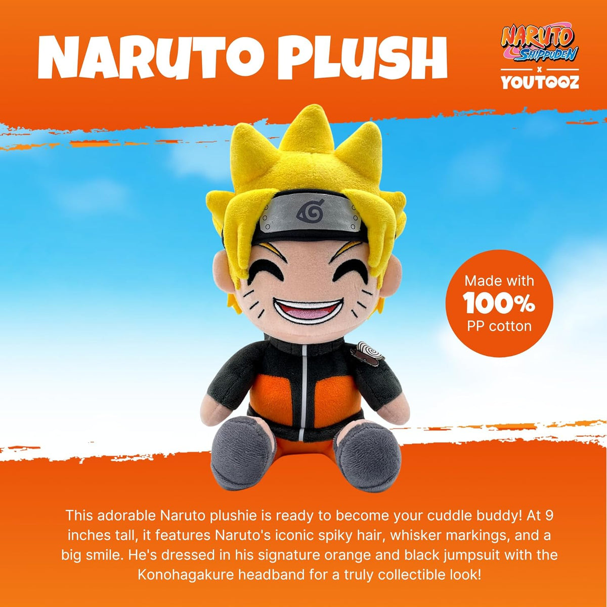 Youtooz Naruto Plush 9" Inch, Collectible Uzumaki Naruto Plushie from Anime Naruto Shippuden