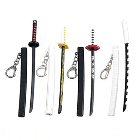 4ps Mini Toy Katana Keychain, Metal Model Sword with Pull Out Best Gift for Anime Lovers Samurai Sword Game Series