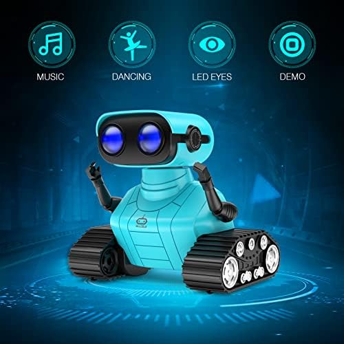 Rechargeable RC Robots for Kids Boys | Music and LED Eyes | Blue