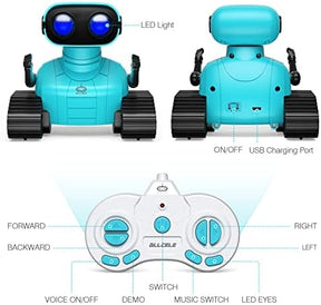 Rechargeable RC Robots for Kids Boys | Music and LED Eyes | Blue