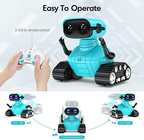 Rechargeable RC Robots for Kids Boys | Music and LED Eyes | Blue