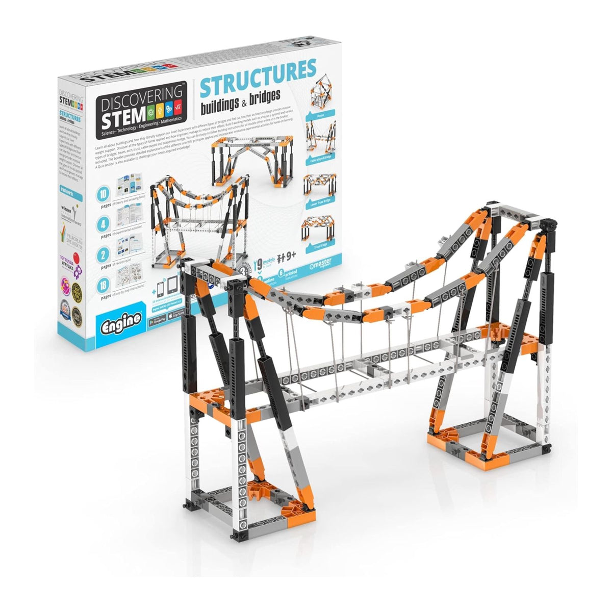 Engino- STEM Toys, Buildings & Bridges, Construction Toys for Kids 9+, Educational Toys, Gifts for Boys & Girls (9 Model Options), STEM Kit for Learning