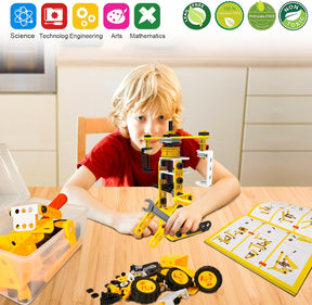 HOMETTER Educational Building Toys STEM Learning Kit, 10 in 1 Construction Blocks for Preschool Kids, 108 Pieces Engineering Toys