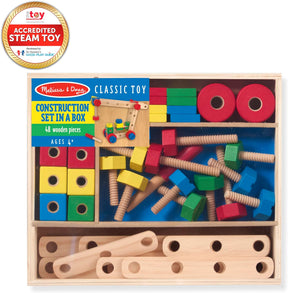 Melissa & Doug Wooden Construction Building Set in a Box (48 pcs)