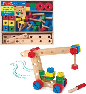 Melissa & Doug Wooden Construction Building Set in a Box (48 pcs)