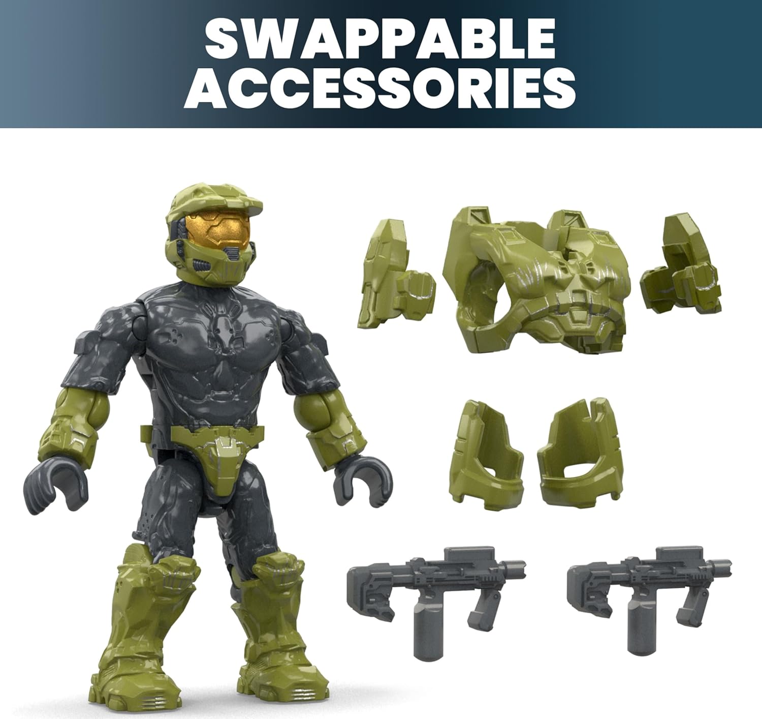 Mega Halo Action Figures Building Toys Set, Character Pack with 339 Pieces, Poseable Articulation, 2 Inches Tall