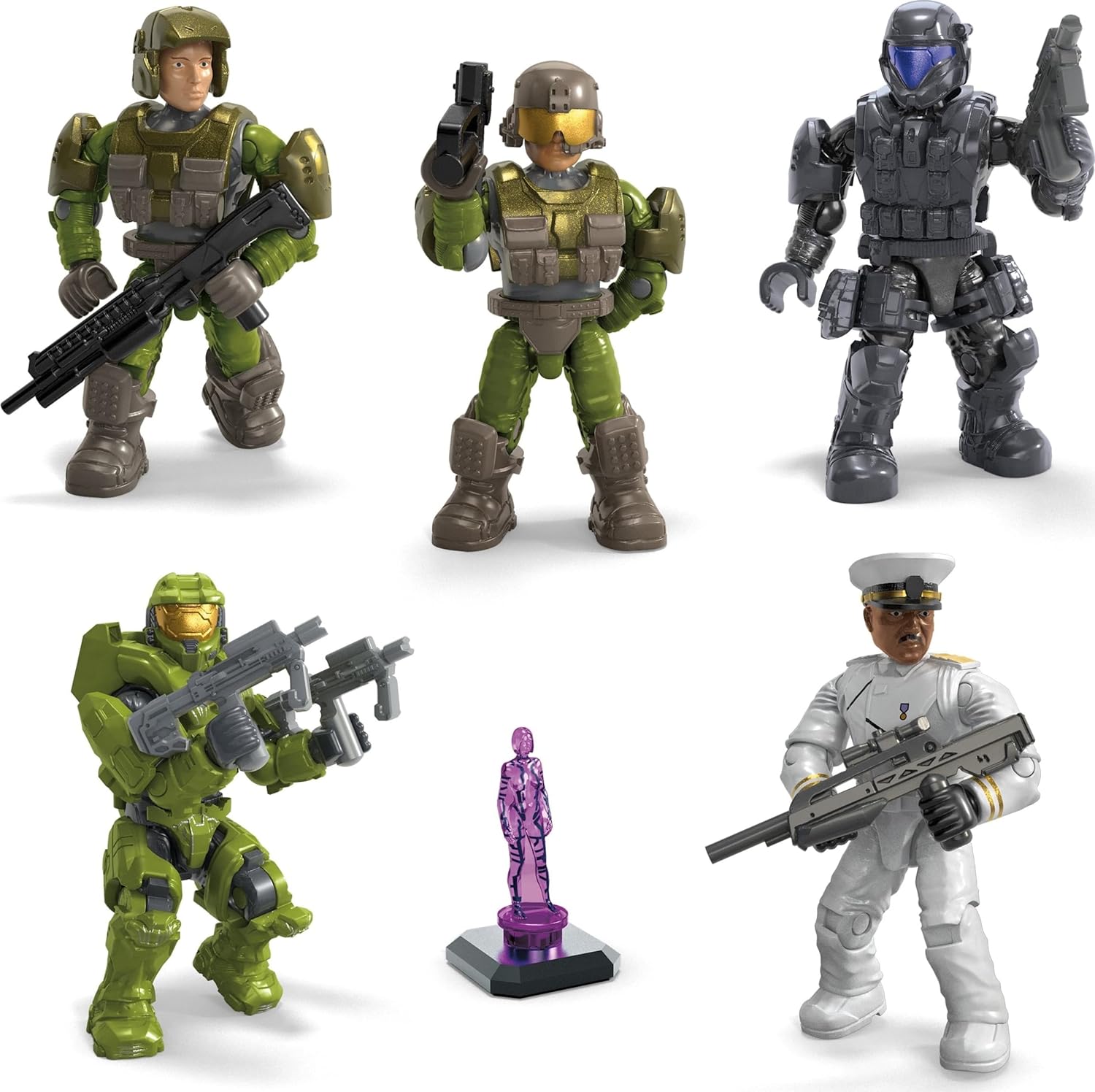 Mega Halo Action Figures Building Toys Set, Character Pack with 339 Pieces, Poseable Articulation, 2 Inches Tall