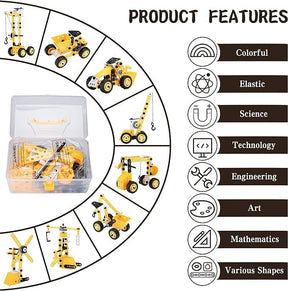 STEM 8 in1 DIY Toy Creative Set. Educational Kids Building Toys for Preschool Kids. Mechanical Engineering Gift Sets for Ages 5+,Contains a Fine Plastic Storage Bucket