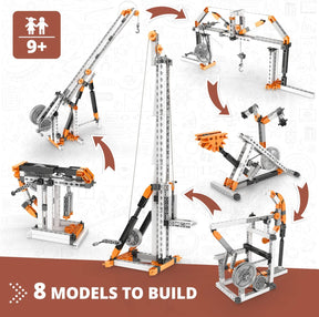 Engino- STEM Toys, Pulley Drives Construction Toys for Kids 9+, Gift for Boys & Girls (8 Model Options), STEM Building Kits