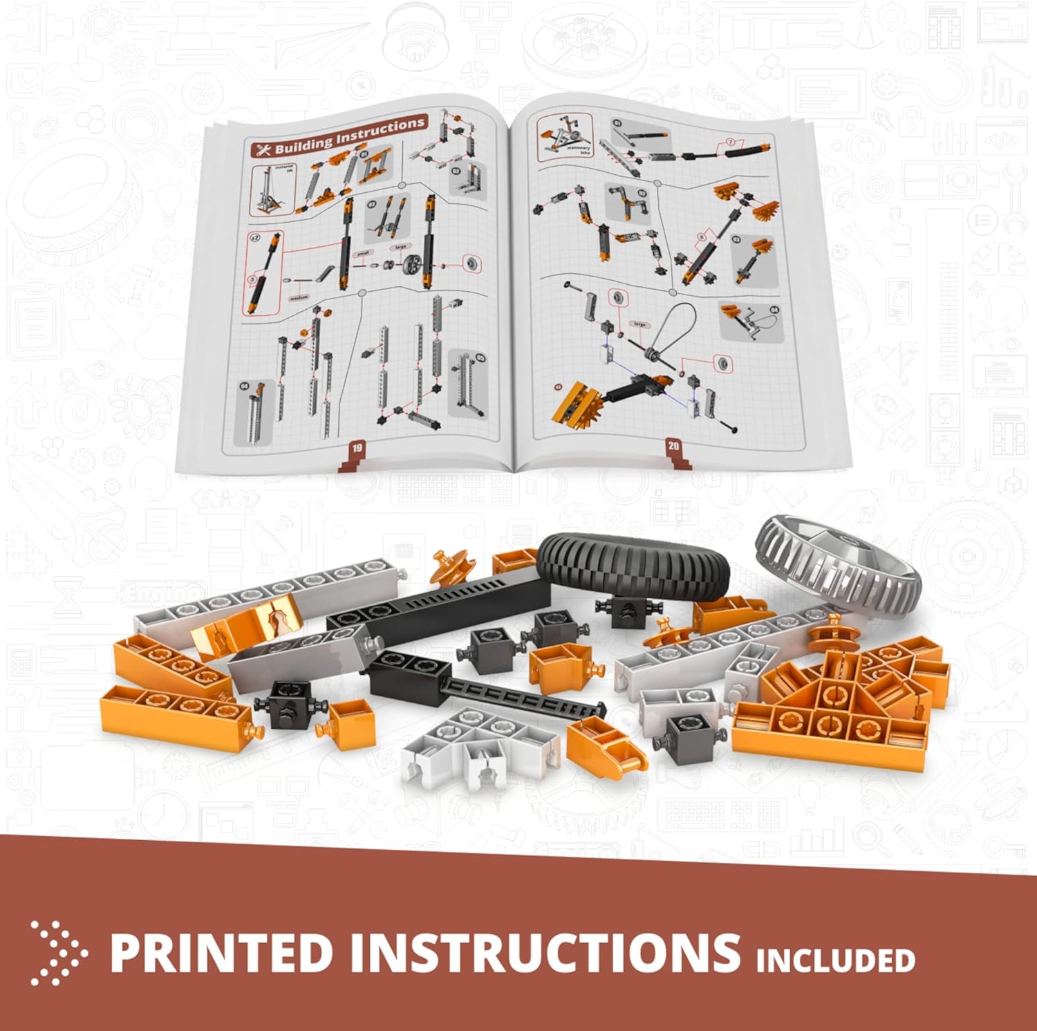 Engino- STEM Toys, Pulley Drives Construction Toys for Kids 9+, Gift for Boys & Girls (8 Model Options), STEM Building Kits