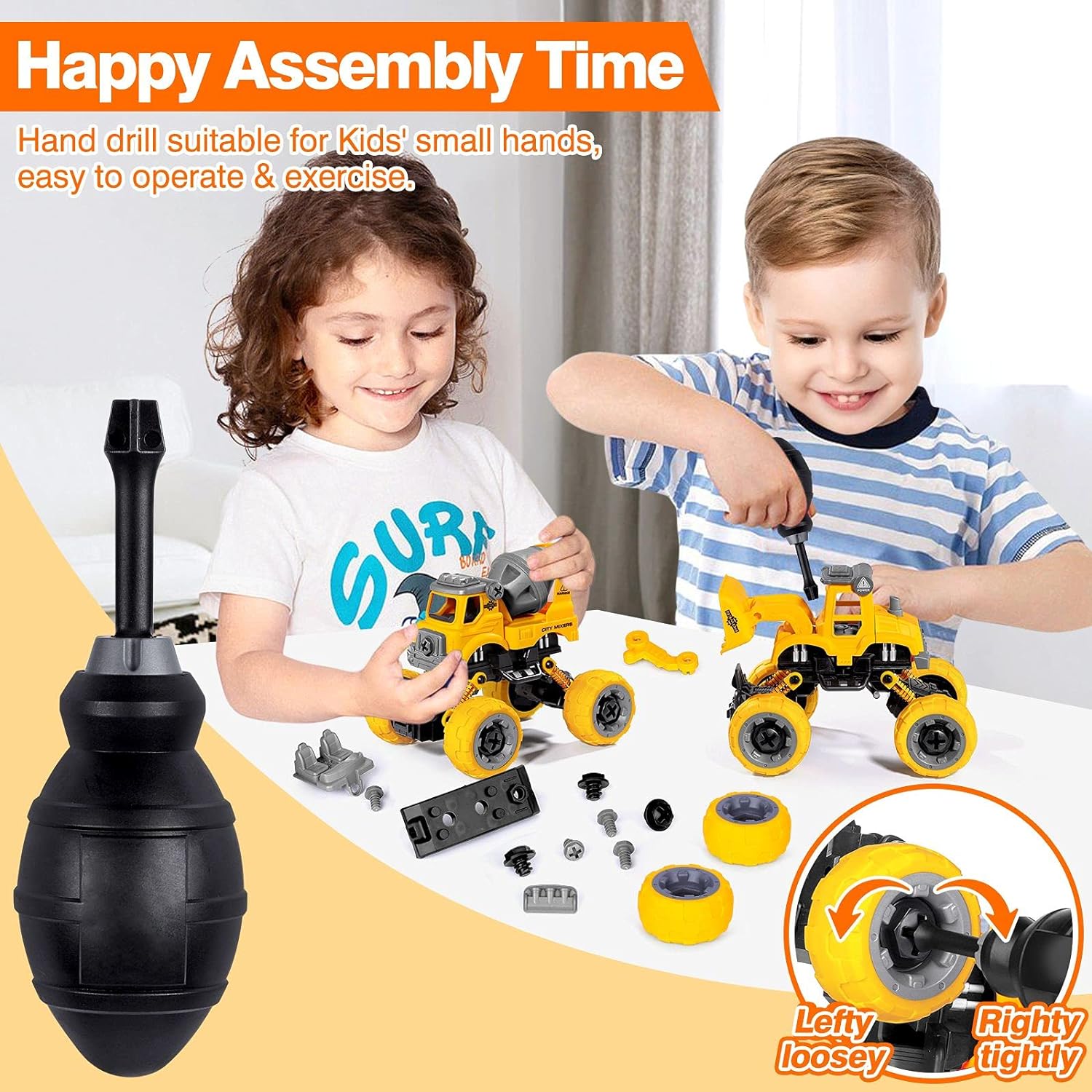 4PCS Take Apart Toys for 4 Year Old Boys Construction Toys with Electric Drill DIY Assembly Building Stem Toys