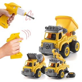 Top Race 3-in-1 Construction Vehicle - Easy Assembly Take Apart Construction Truck with Remote Control