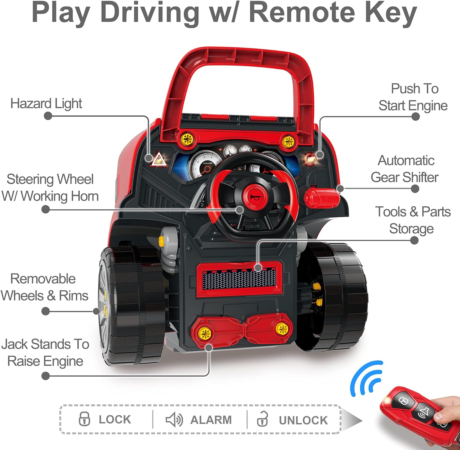 iPlay, iLearn Large Truck Engine Toy, Kids Mechanic Repair Set for 3-5 Yr Toddlers, Big Builder Kit, Take Apart Motor Vehicle Pretent Play Car Service Station