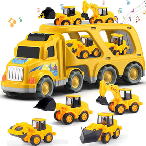 Veslier Construction Truck Toys for Boys Girls Age 1 2 3 4 5 6 Years Old, Carrier Transport Trucks for Kids 1-3 3-5 Year Old, Christmas Birthday Gift Toddler Toys.