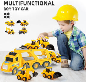 Veslier Construction Truck Toys for Boys Girls Age 1 2 3 4 5 6 Years Old, Carrier Transport Trucks, Christmas Birthday Gift Toddler Toys.