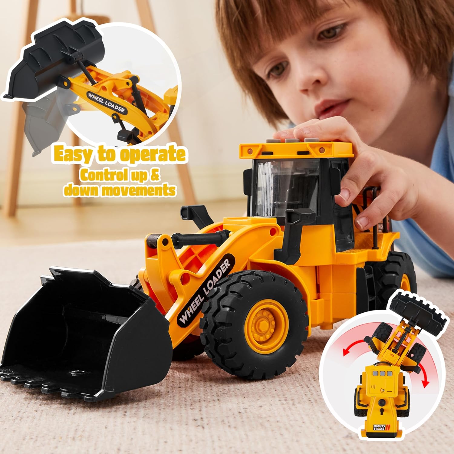 JOYIN 3-PCS Construction Vehicles Toddler Toy - Excavator, Dump Truck and Loader, Moveable Claw & Lifting Back