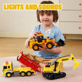 JOYIN 3-PCS Construction Vehicles Toddler Toy - Excavator, Dump Truck and Loader, Moveable Claw & Lifting Back