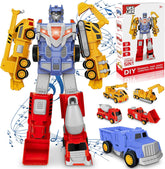 Veslier Construction Toys for 3 4 5 6 Year Old Boys-Construction Engineering Robot Toys-STEM 5-in-1 Construction Toys Christmas Birthday Gifts for Boys Girls Children. (Construction Truck)