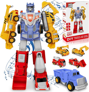 Veslier Construction Toys for 3 4 5 6 Year Old Boys-Construction Engineering Robot Toys-STEM 5-in-1 Construction Toys Christmas Birthday Gifts for Boys Girls Children. (Construction Truck)