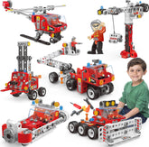 6 in 1 Educational STEM Toys Building Toys for Kids Ages 4-8, Construction Building Blocks for Kids, 187PCS Fire Truck Engineering Toys Building Sets Gift for Boy Age 5 6 7 8 9 10+ Years Old