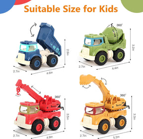 Construction Toys for Boys Girls Kids Toddlers, Sandbox Excavator Toy Construction Truck Toys Vehicles Dump Crane Cement Mixer Truck