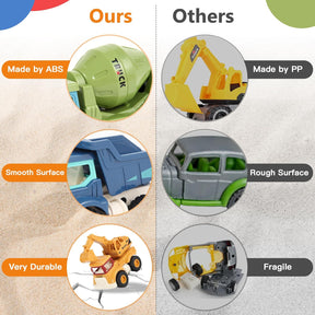 Construction Toys for Boys Girls Kids Toddlers, Sandbox Excavator Toy Construction Truck Toys Vehicles Dump Crane Cement Mixer Truck