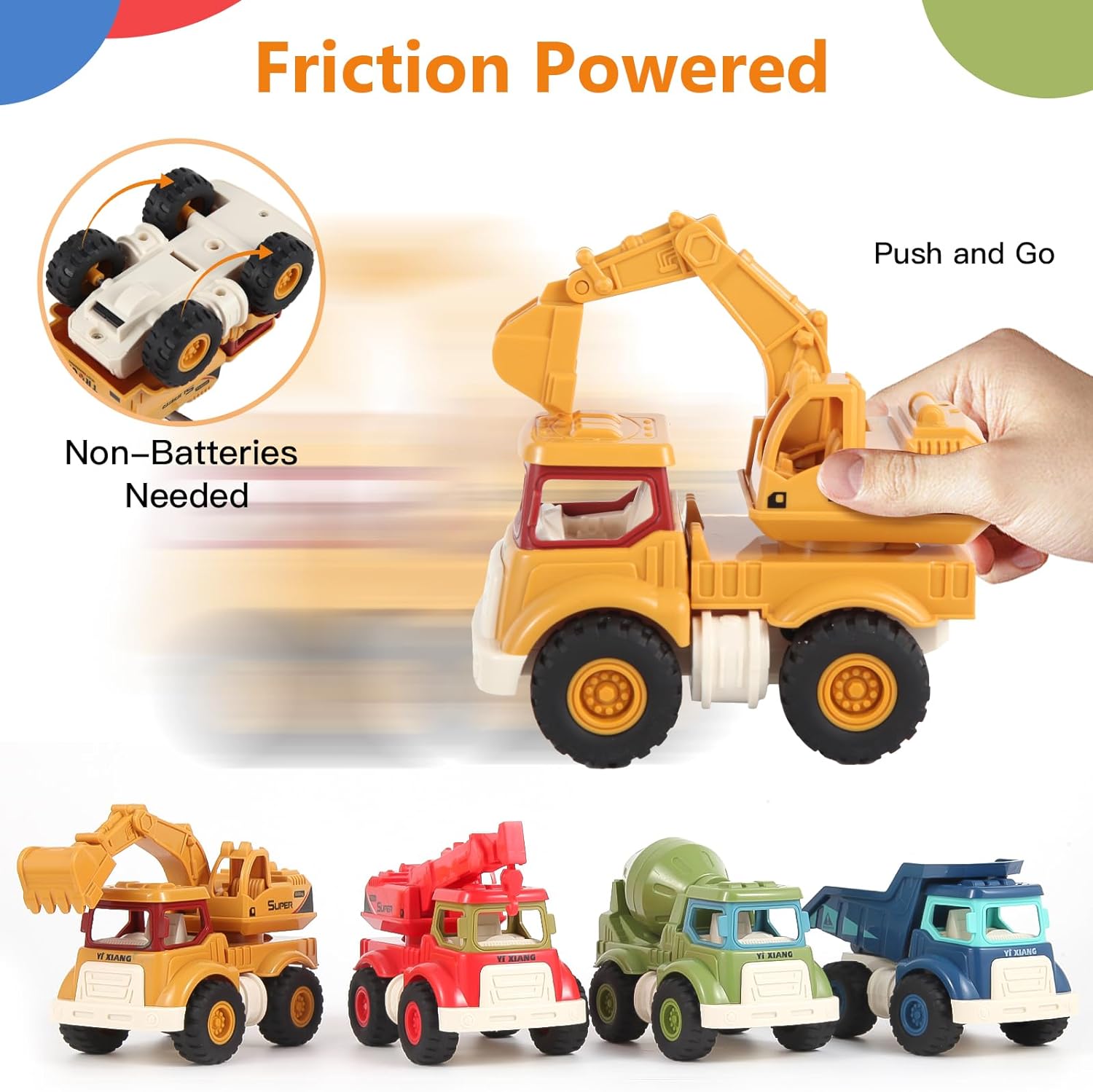 Construction Toys for Boys Girls Kids Toddlers, Sandbox Excavator Toy Construction Truck Toys Vehicles Dump Crane Cement Mixer Truck