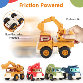 Construction Toys for Boys Girls Kids Toddlers, Sandbox Excavator Toy Construction Truck Toys Vehicles Dump Crane Cement Mixer Truck