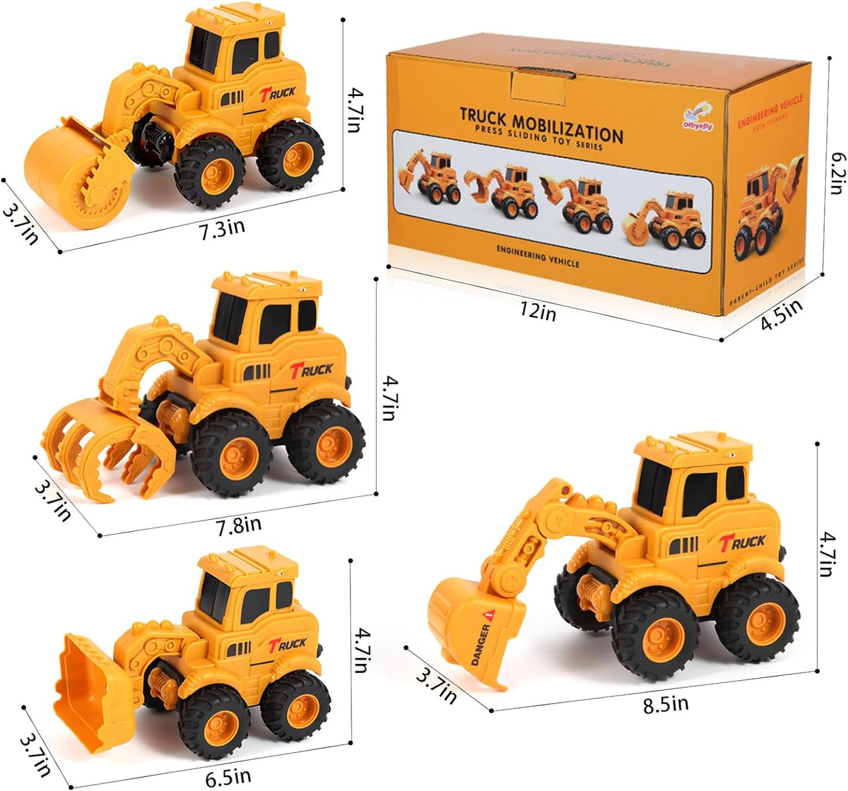 Construction Toys Set for Kids, Sandbox Excavator Toy Trucks Construction Truck Toys Vehicles Bulldozer Road Roller Toy For Boys And Girls