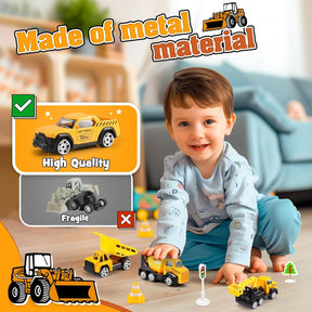 Alloy Cars Construction Toys, Alloy Construction Engineering Vehicle Toy Sets, Toys for Ages 3-8