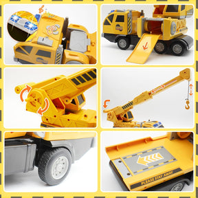 Mostop Construction Crane Toy, Take Apart Construction Truck Toy with Simulated Sounds and Light