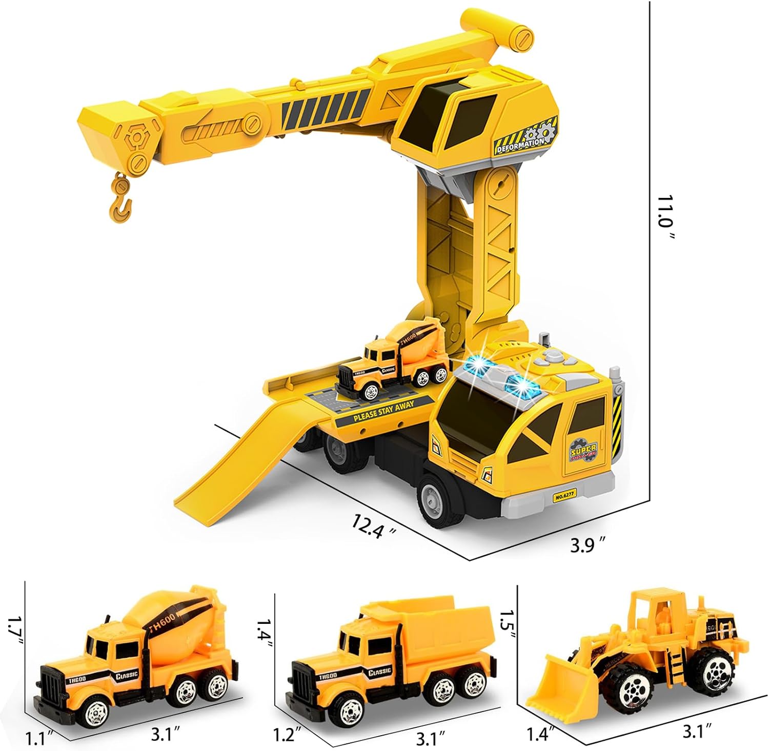 Mostop Construction Crane Toy, Take Apart Construction Truck Toy with Simulated Sounds and Light