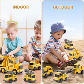 TEMI Construction Truck Toys Cars for Toddlers 7-in-1 Friction Power Vehicle Toy, Carrier Transport Trucks For Kids