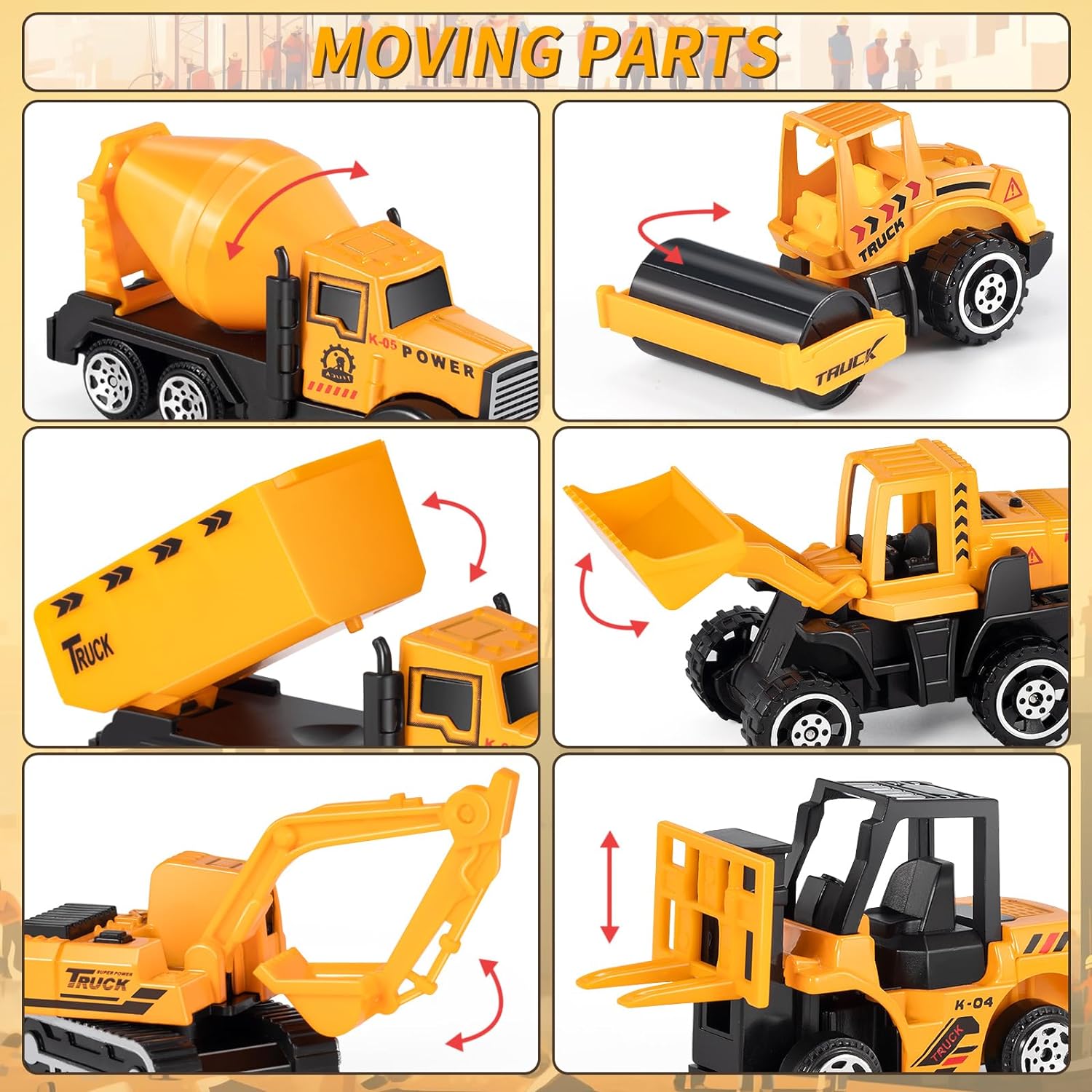 Construction Toys for Boys, Die Cast Construction Truck Toys W/Play Mat, Sand Toys Trucks Excavator, Dump Truck, Bulldozer, Mixer, Carrier, Toddler Car Toys Set