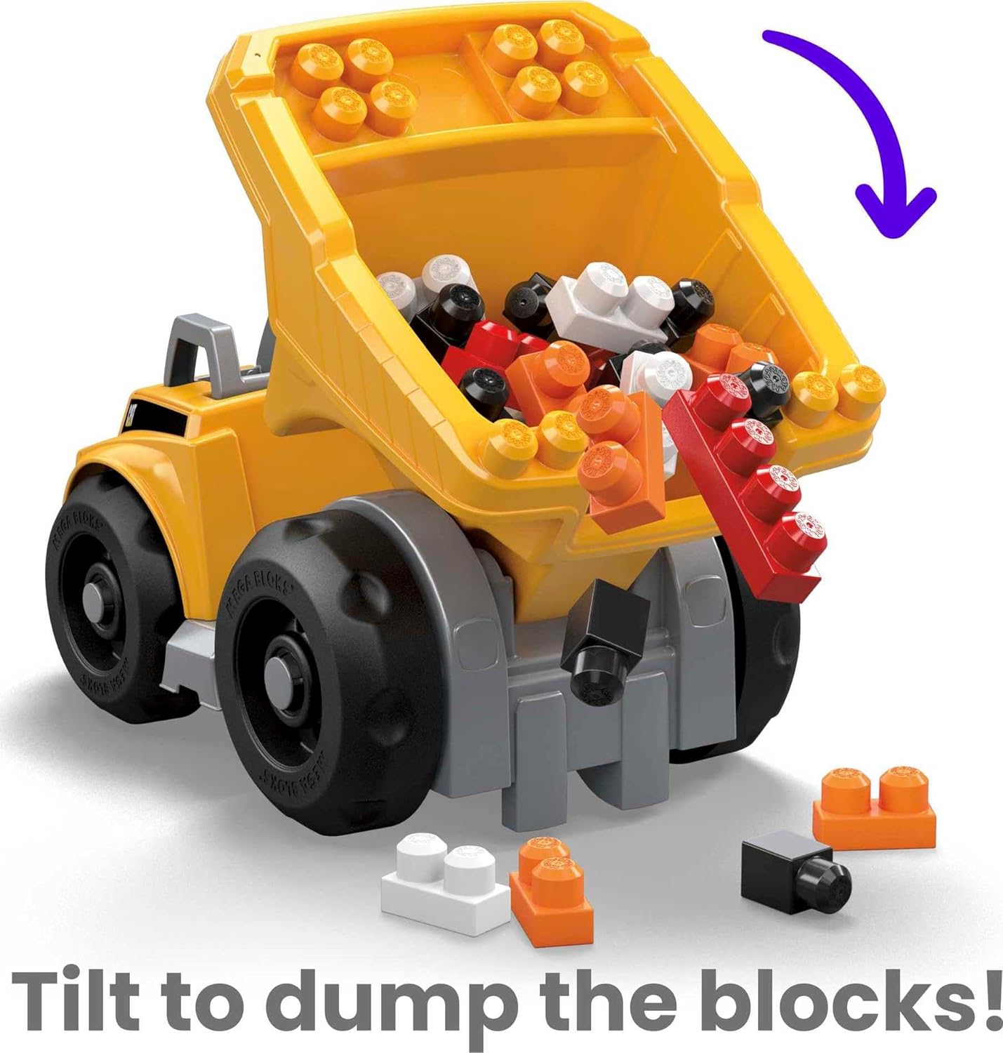 MEGA Bloks Cat Fisher-Price Toddler Blocks Building Toy, Large Dump Truck with 25 Pieces, 1 Figure