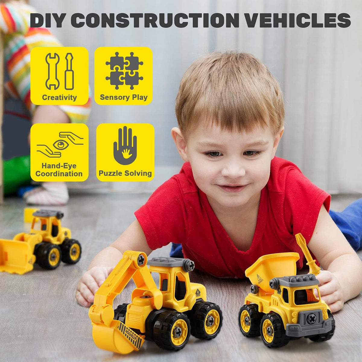 TOY Life Constructions Toys Vehicles Trucks Take Apart Toys Sandbox Toys Trucks Set Excavators Building Car Toys with Drills