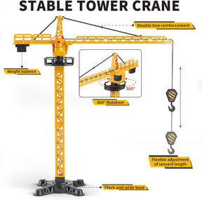 Construction Truck Toys Set w/Crane, Excavator, Forklift, Bulldozer, Dump Trucks, Cement Truck, Road Roller, Alloy Construction Vehicle