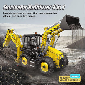 Mould King 17036 Excavator and Bulldozer 2 in 1, RC Bulldozer Building Set, APP Remote Control Truck, 2239 Pieces