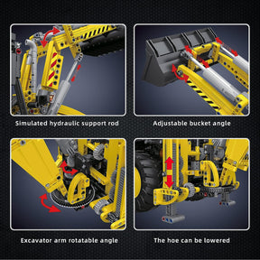 Mould King 17036 Excavator and Bulldozer 2 in 1, RC Bulldozer Building Set, APP Remote Control Truck, 2239 Pieces