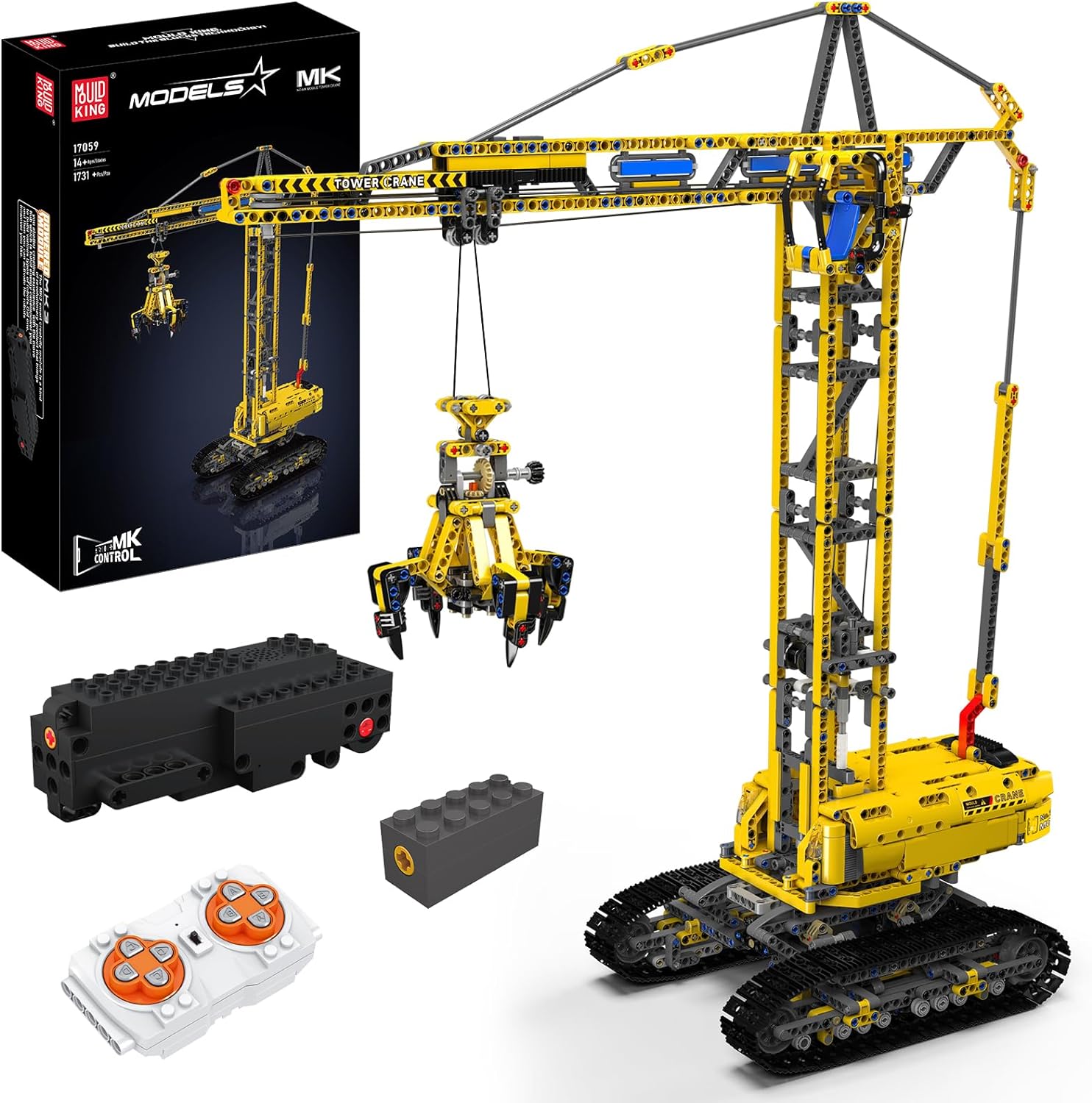 Mould King Technic Crawler Crane Advanced Building Kit for Adults, MOC Mobile Crane Heavy-Duty Truck Sets to Build, APP Control Large Engineering Vehicles, Construction Model Toy for Youth (1731 PCS)